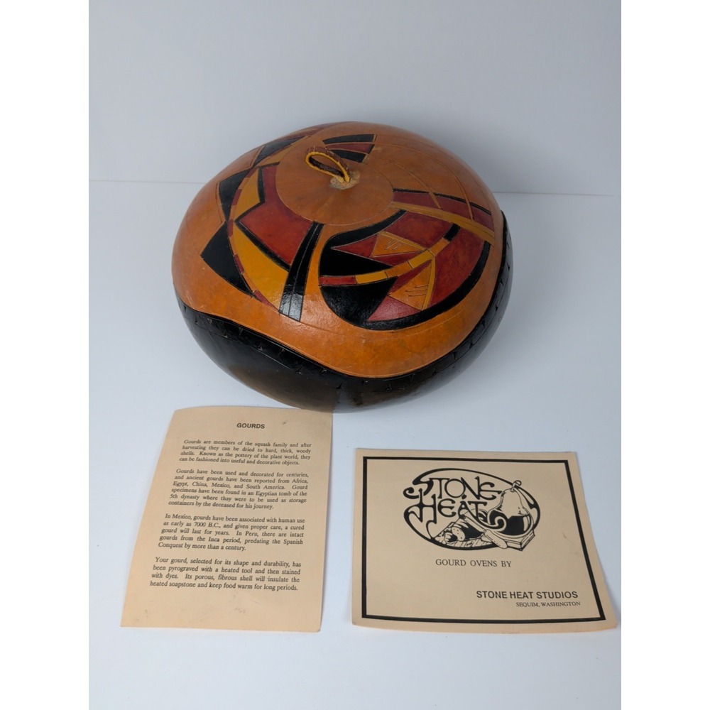 Stone Heat Studio  Handmade Native Americans Gourd Box/Bowl with lid.Southwest